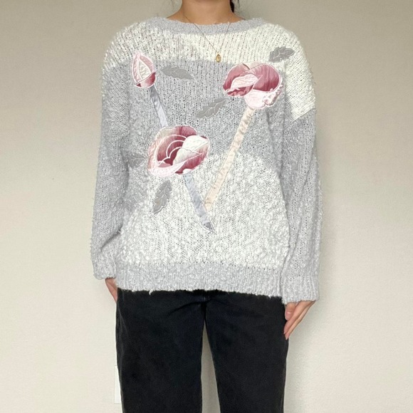 Grey Floral Sweater - Picture 2 of 8